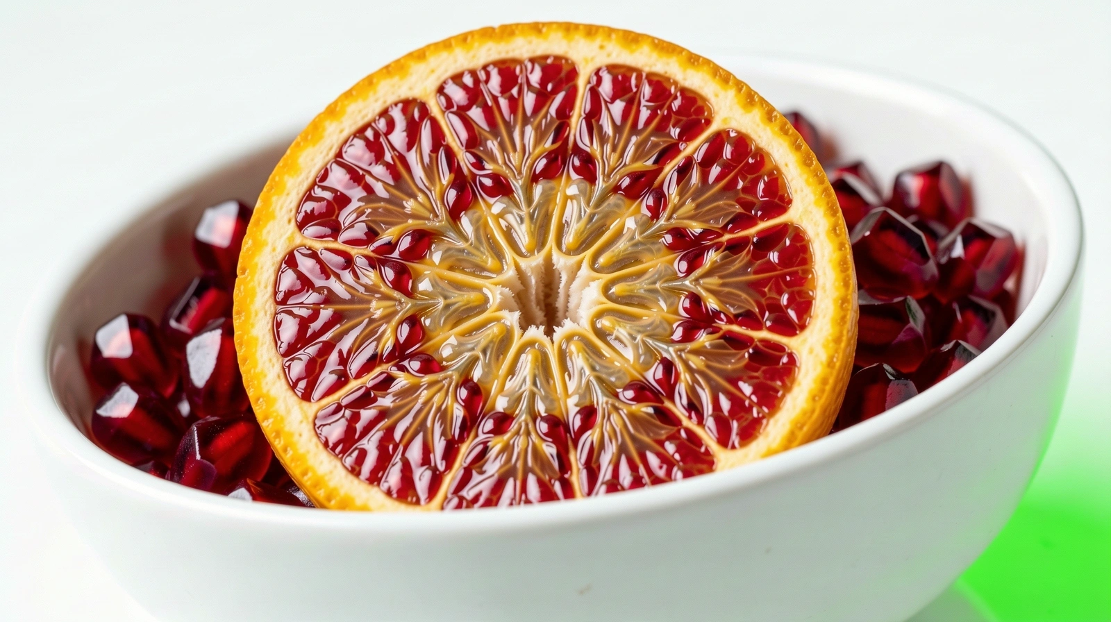 Microscopic detail of cellular vitality in citrus fruit